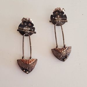 VTG Earrings Sterling Silver 14k Gold